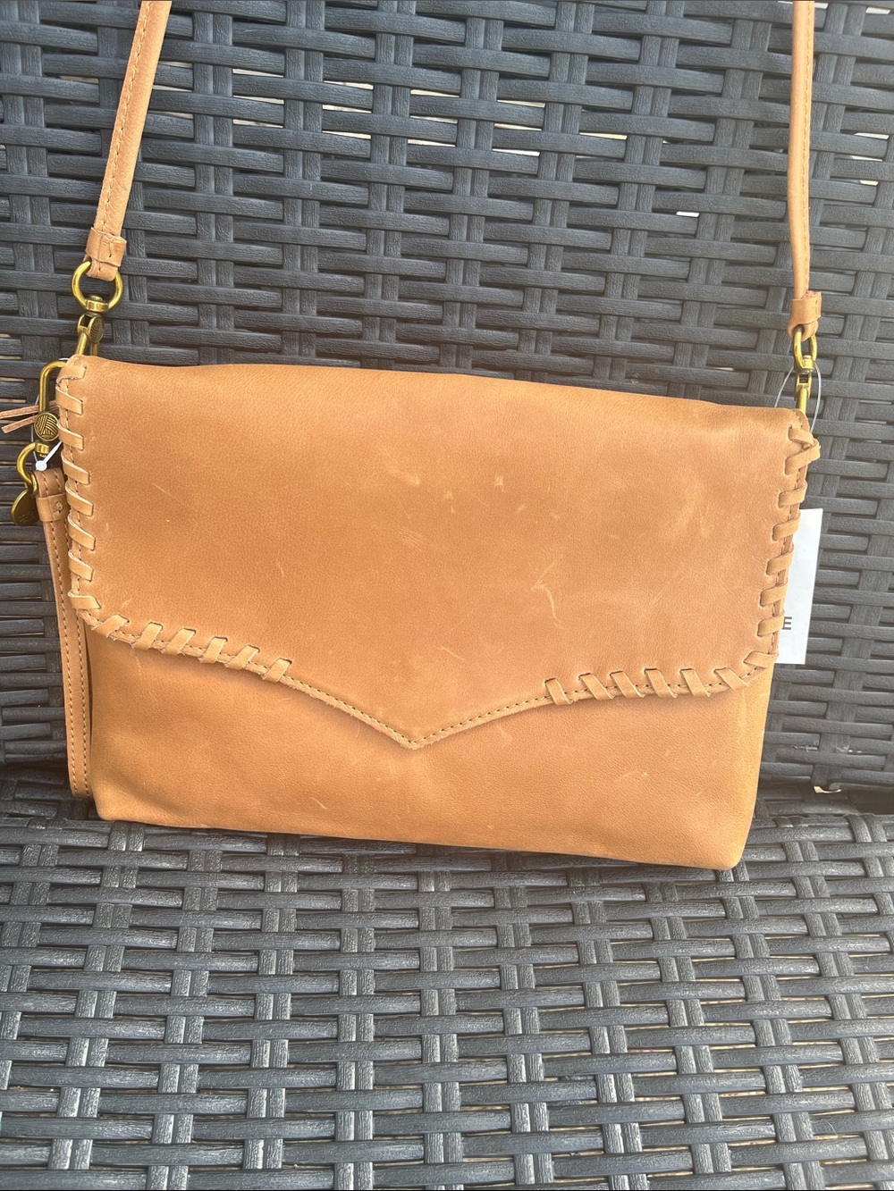 The Sak Tan Leather Crossbody with Whipstitch Accent - Picture 3 of 7